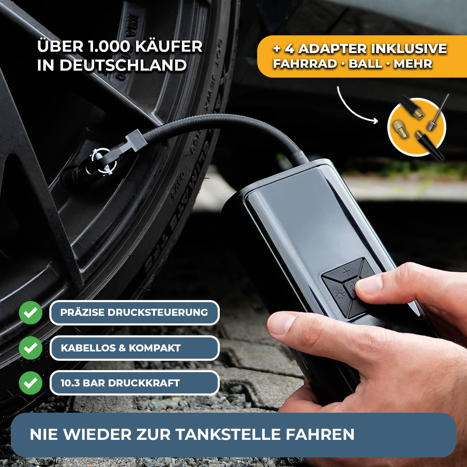 AirPulse One Tragbarer Mini-Kompressor mit Akku